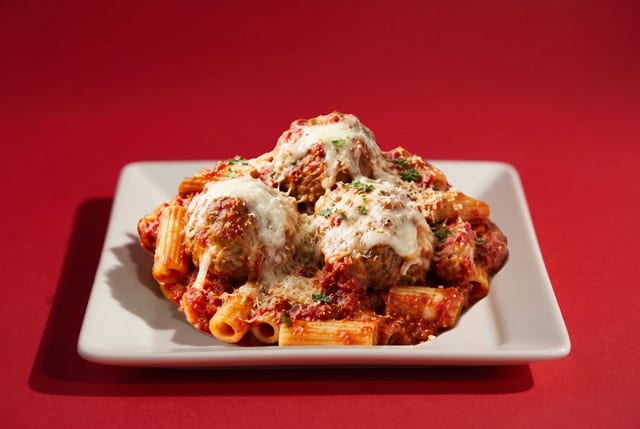 Meatball Parmigiana Pasta.