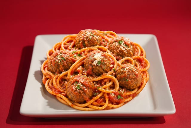 Tomato Sauce with Meatballs Pasta.