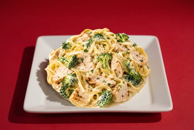 Chicken Broccoli Alfredo Pasta.